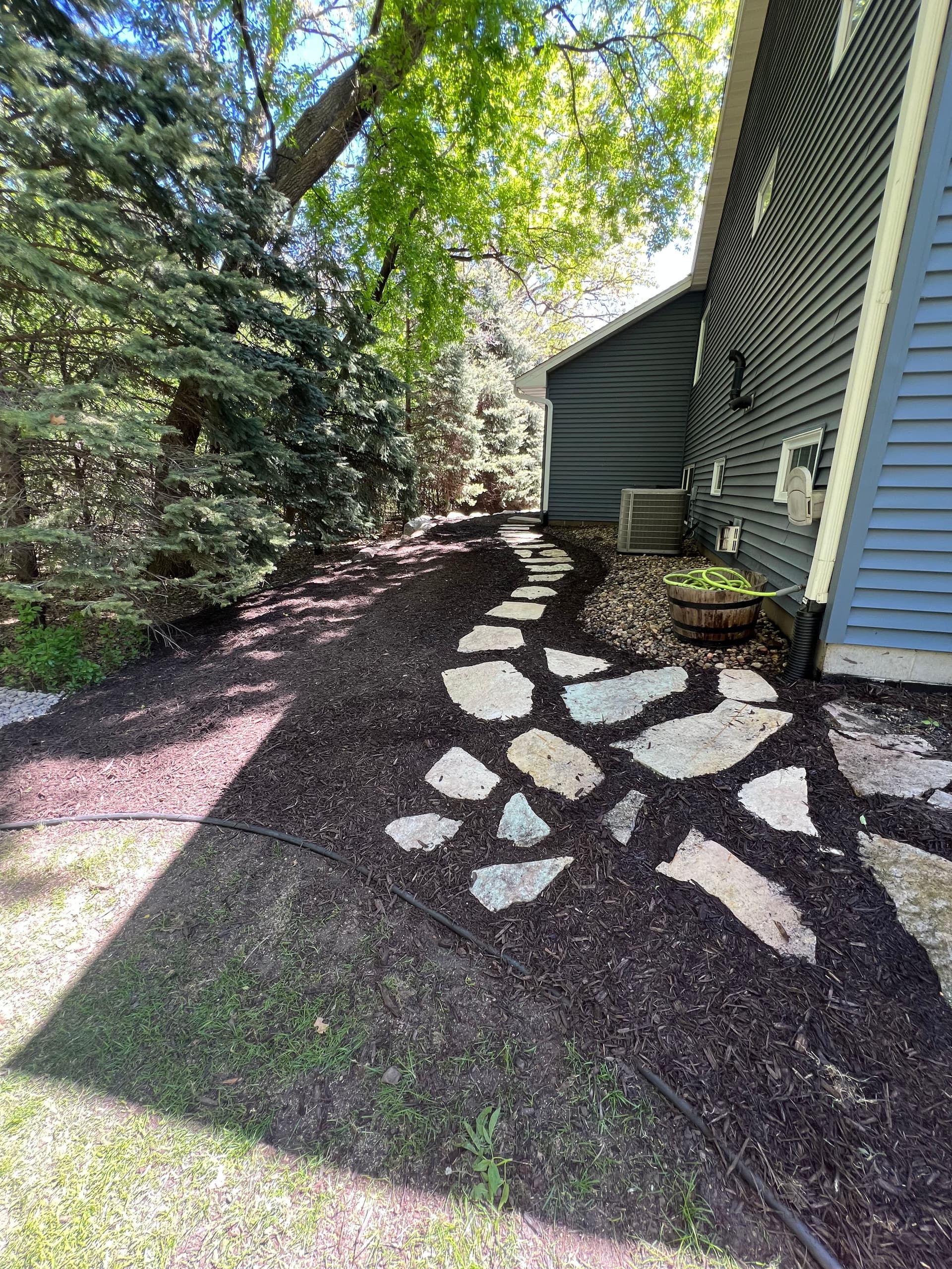 Gallery photos for Washed-Out Side Yard Fixed with Boulder Wall and Stone Path: Image #2