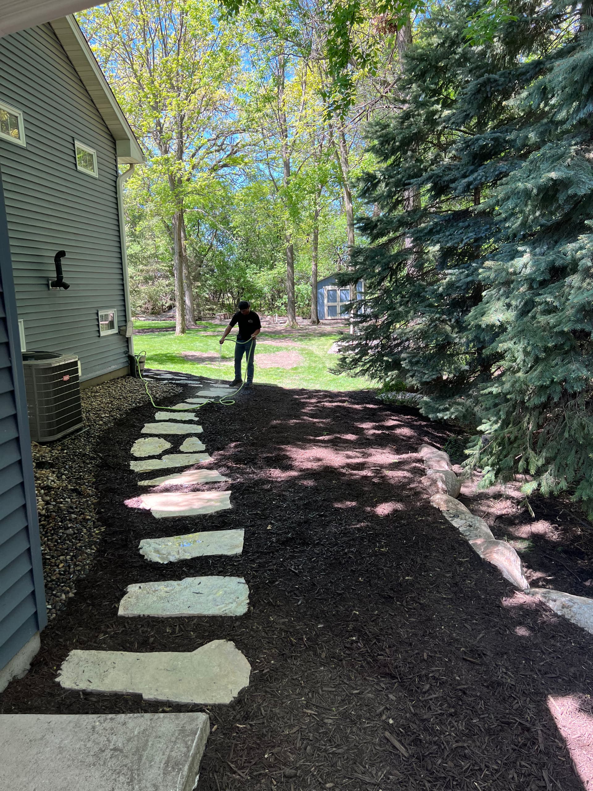 Gallery photos for Washed-Out Side Yard Fixed with Boulder Wall and Stone Path: Image #3